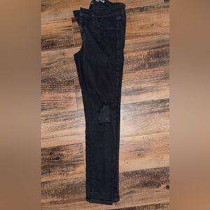 Faded charcoal black ripped AE jeggings